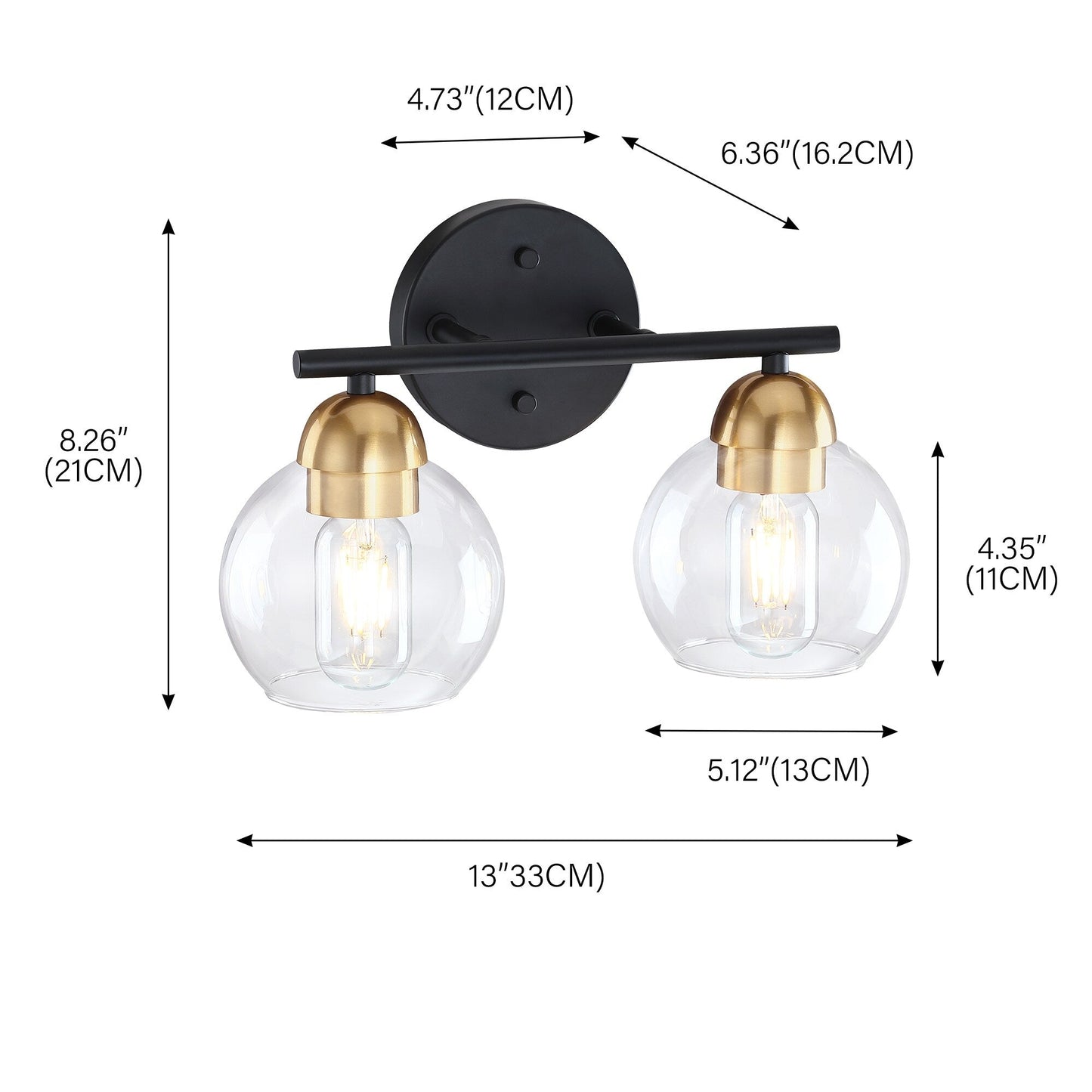 2-Light Vintage Bathroom Vanity Light Fixtures