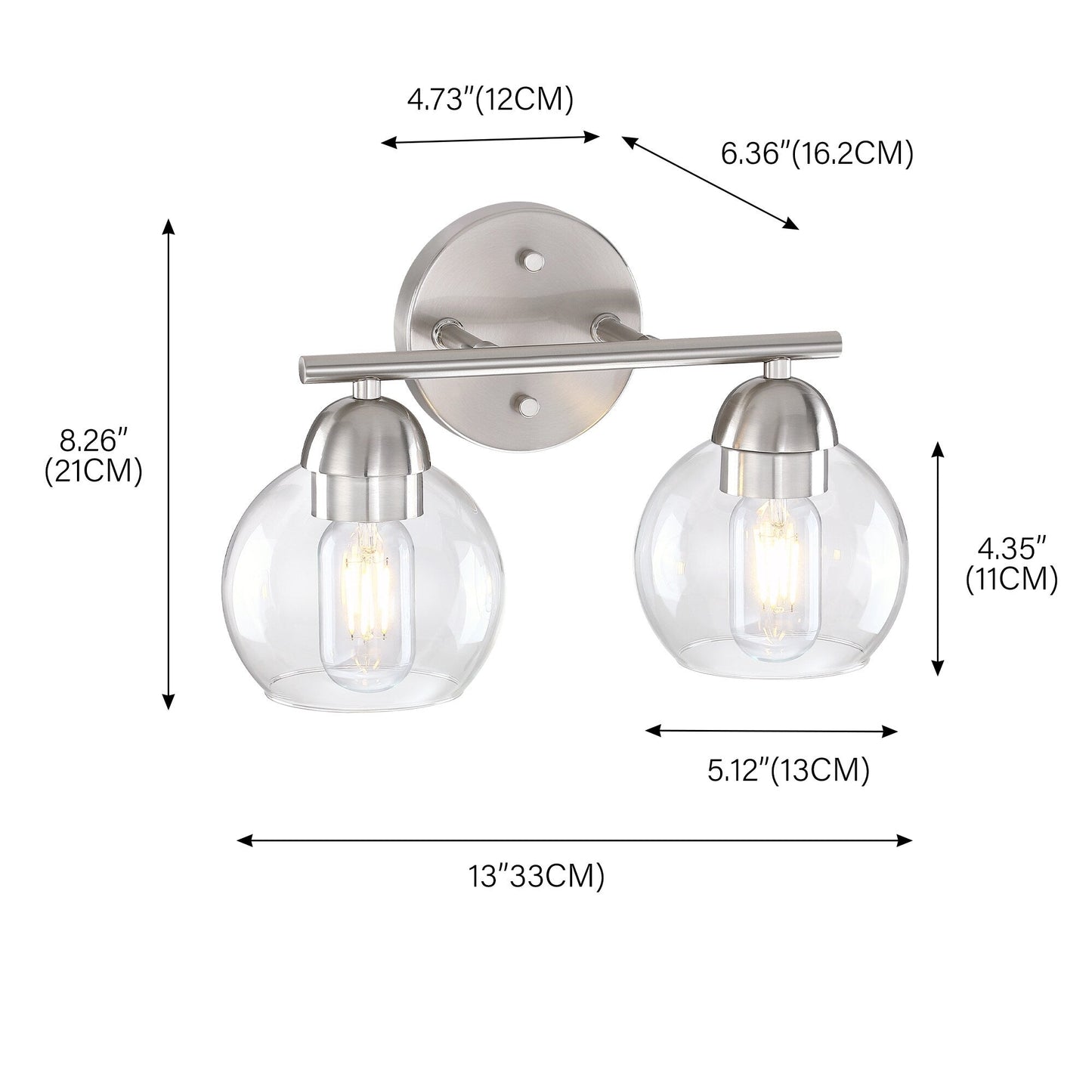 2-Light Vintage Bathroom Vanity Light Fixtures