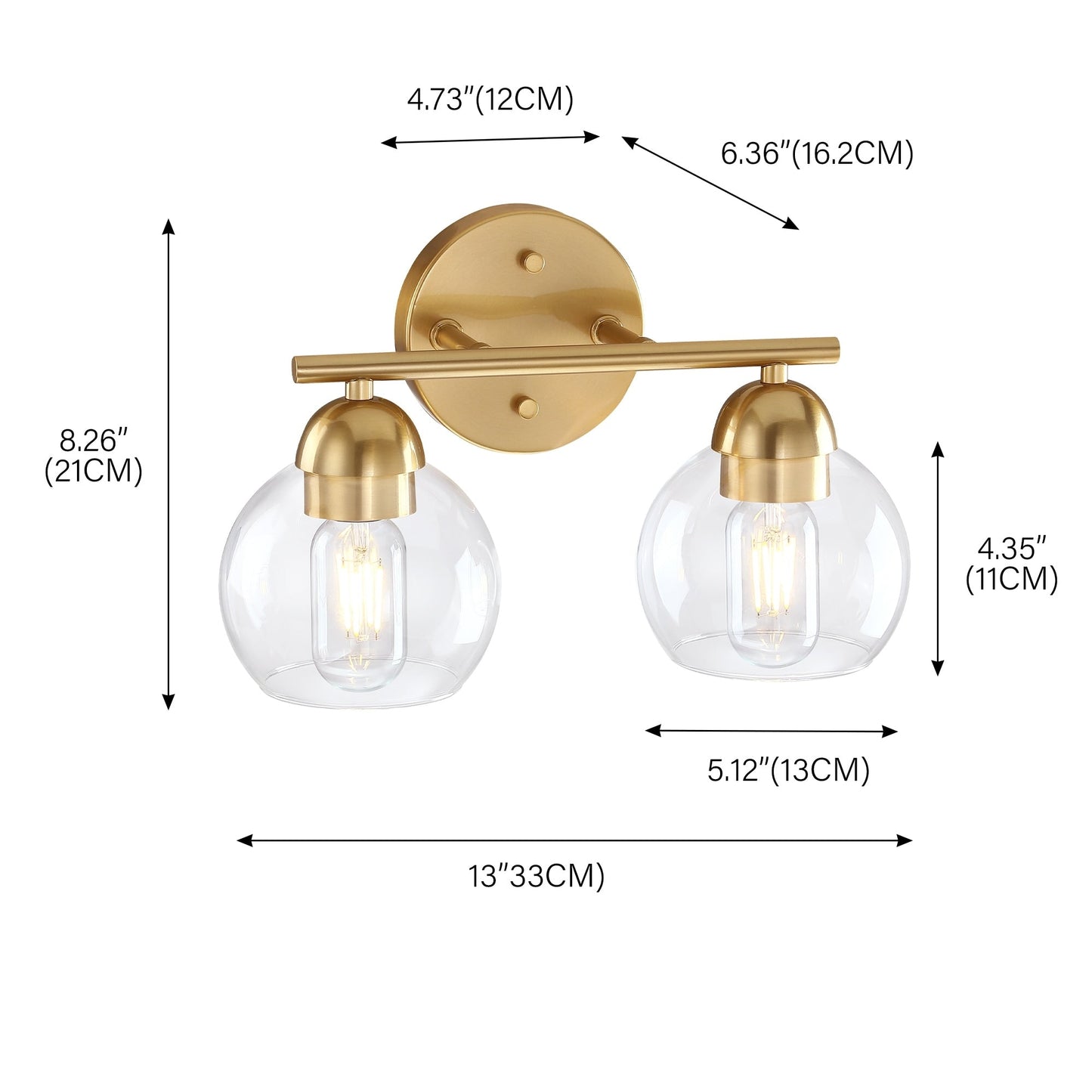 2-Light Vintage Bathroom Vanity Light Fixtures