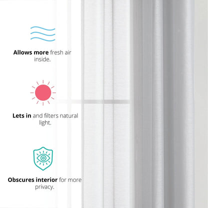 HLC.me 2 Piece Semi Sheer Voile Window Curtain Drapes Grommet Top Panels Bedroom, Living Room - Set of 2 panels