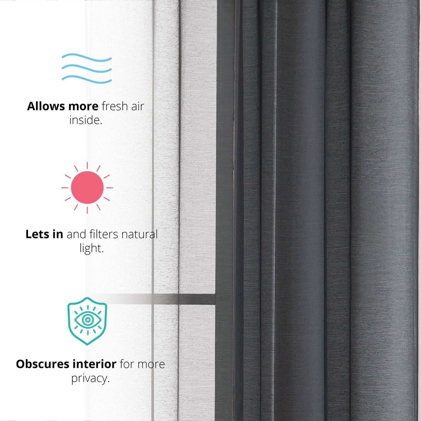 HLC.me 2 Piece Semi Sheer Voile Window Curtain Drapes Grommet Top Panels Bedroom, Living Room - Set of 2 panels