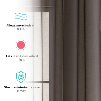 HLC.me 2 Piece Semi Sheer Voile Window Curtain Drapes Grommet Top Panels Bedroom, Living Room - Set of 2 panels