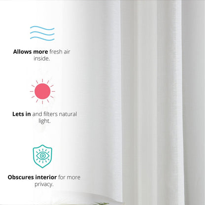 HLC.me 2 Piece Semi Sheer Voile Window Curtain Drapes Grommet Top Panels Bedroom, Living Room - Set of 2 panels