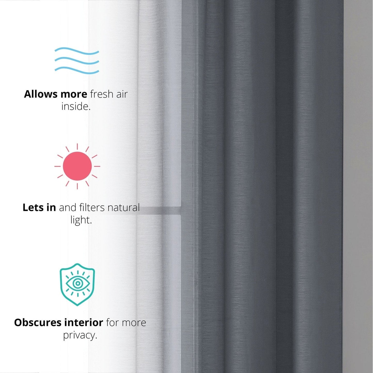 HLC.me 2 Piece Semi Sheer Voile Window Curtain Drapes Grommet Top Panels Bedroom, Living Room - Set of 2 panels