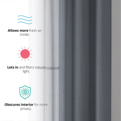 HLC.me 2 Piece Semi Sheer Voile Window Curtain Drapes Grommet Top Panels Bedroom, Living Room - Set of 2 panels