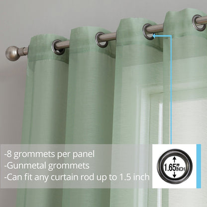 HLC.me 2 Piece Semi Sheer Voile Window Curtain Drapes Grommet Top Panels Bedroom, Living Room - Set of 2 panels