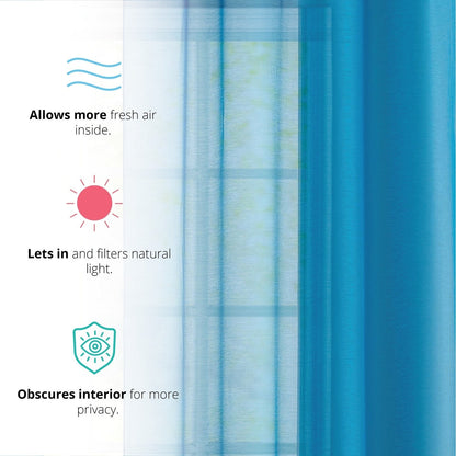 HLC.me 2 Piece Semi Sheer Voile Window Curtain Drapes Grommet Top Panels Bedroom, Living Room - Set of 2 panels