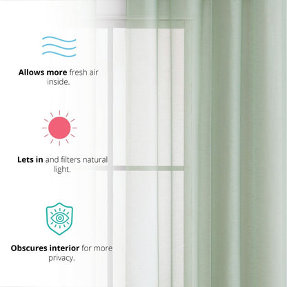 HLC.me 2 Piece Semi Sheer Voile Window Curtain Drapes Grommet Top Panels Bedroom, Living Room - Set of 2 panels