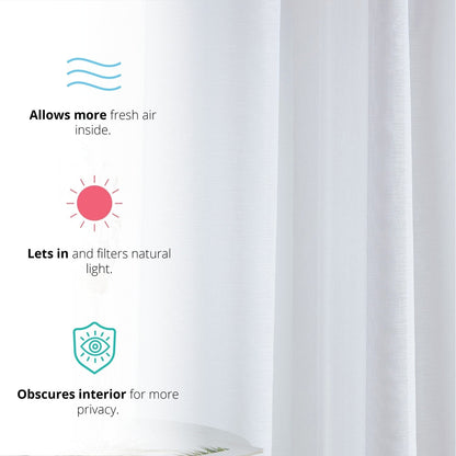 HLC.me 2 Piece Semi Sheer Voile Window Curtain Drapes Grommet Top Panels Bedroom, Living Room - Set of 2 panels