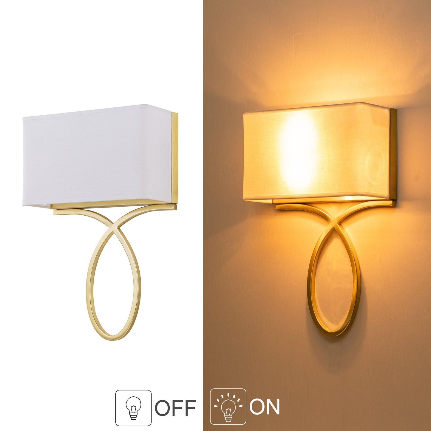 C Cattleya 2-light Gold Plug-in/ Hardwired Indoor Wall Sconce with White Linen Shade