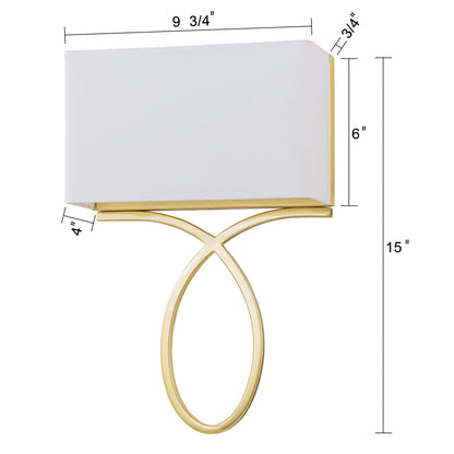 C Cattleya 2-light Gold Plug-in/ Hardwired Indoor Wall Sconce with White Linen Shade