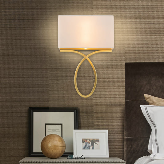 C Cattleya 2-light Gold Plug-in/ Hardwired Indoor Wall Sconce with White Linen Shade