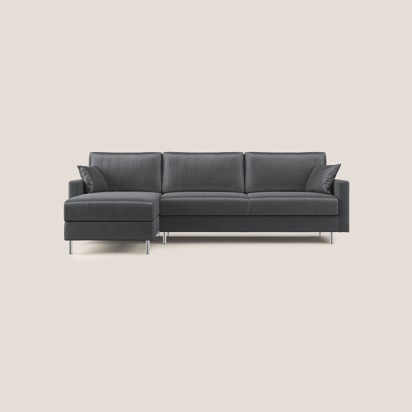 Andromeda divano letto angolare in velluto morbido impermeabile T01 antracite