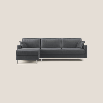Andromeda divano letto angolare in velluto morbido impermeabile T01 antracite
