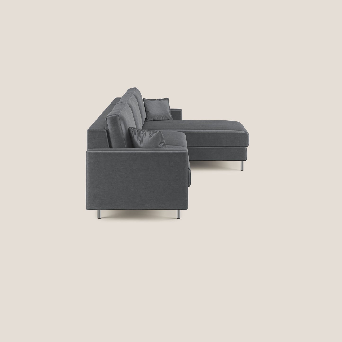 Andromeda divano letto angolare in velluto morbido impermeabile T01 antracite