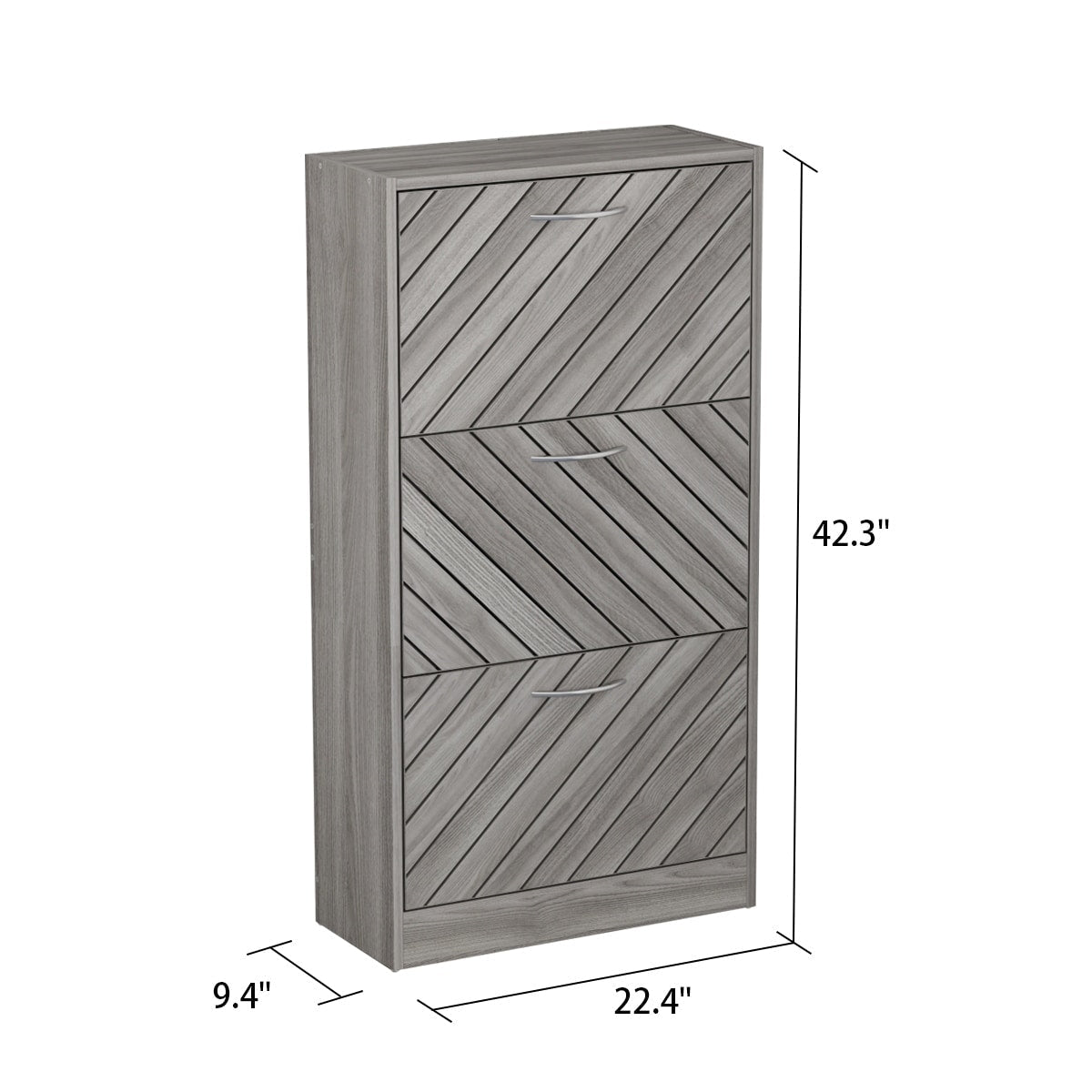 22.4 Shoe Storage Cabinet with 3 Flip Drawers Wood/ Grey by Kerrogee