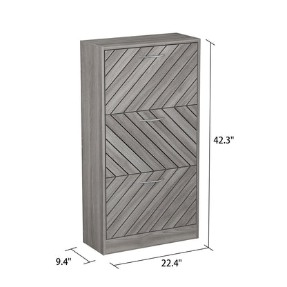 22.4 Shoe Storage Cabinet with 3 Flip Drawers Wood/ Grey by Kerrogee