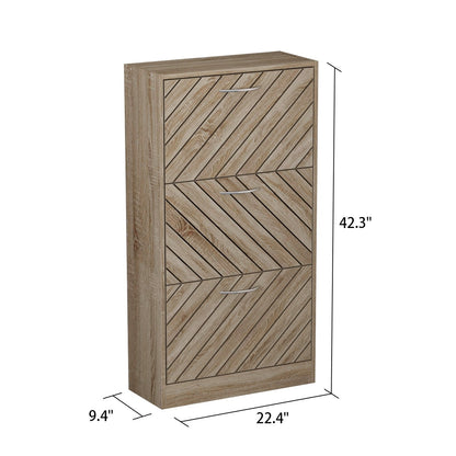 22.4 Shoe Storage Cabinet with 3 Flip Drawers Wood/ Grey by Kerrogee