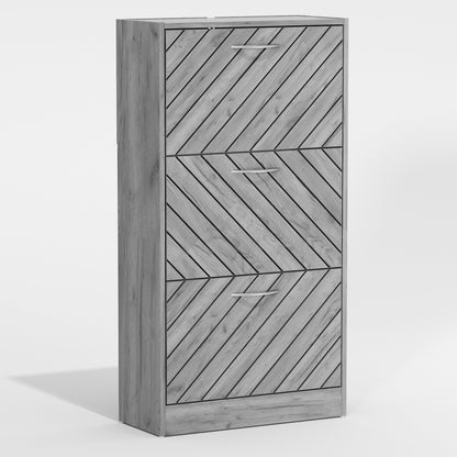 22.4 Shoe Storage Cabinet with 3 Flip Drawers Wood/ Grey by Kerrogee