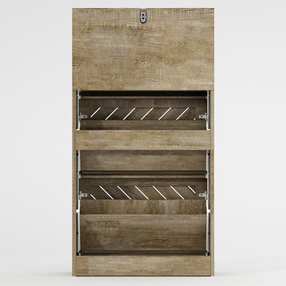 22.4 Shoe Storage Cabinet with 3 Flip Drawers Wood/ Grey by Kerrogee