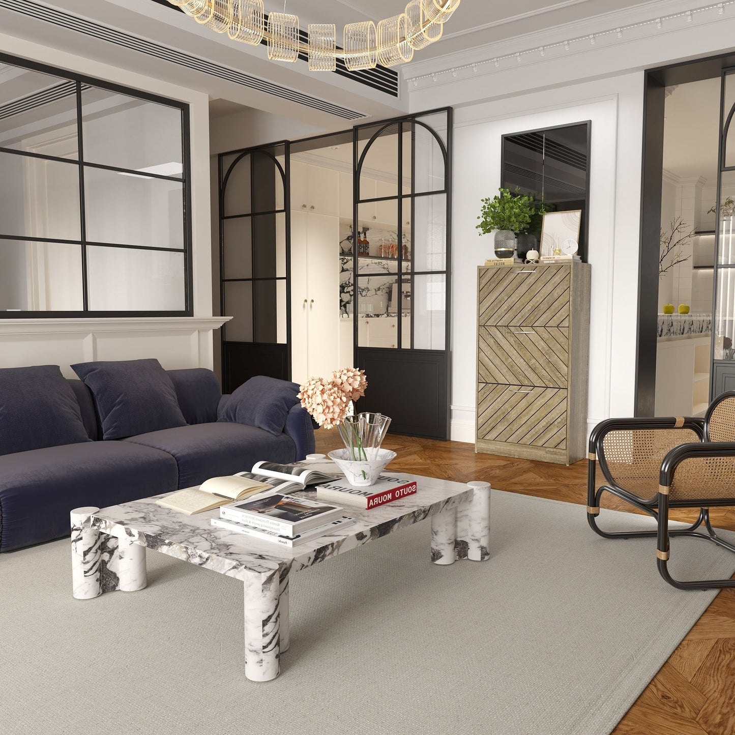 22.4 Shoe Storage Cabinet with 3 Flip Drawers Wood/ Grey by Kerrogee