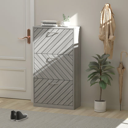 22.4 Shoe Storage Cabinet with 3 Flip Drawers Wood/ Grey by Kerrogee