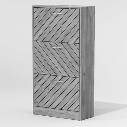 22.4 Shoe Storage Cabinet with 3 Flip Drawers Wood/ Grey by Kerrogee