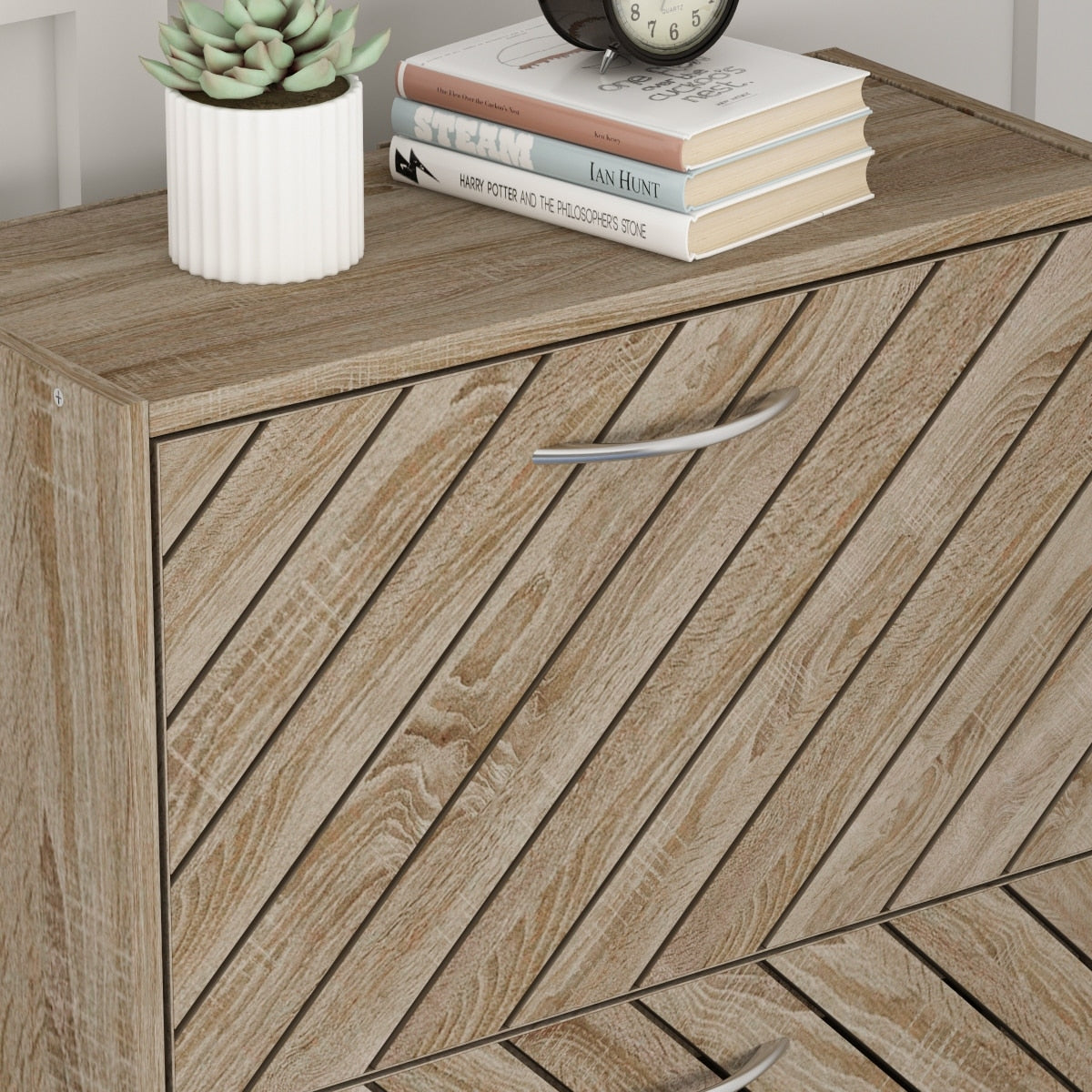 22.4 Shoe Storage Cabinet with 3 Flip Drawers Wood/ Grey by Kerrogee