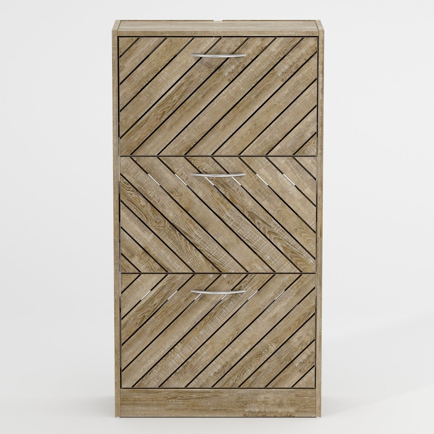 22.4 Shoe Storage Cabinet with 3 Flip Drawers Wood/ Grey by Kerrogee