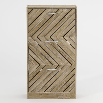22.4 Shoe Storage Cabinet with 3 Flip Drawers Wood/ Grey by Kerrogee
