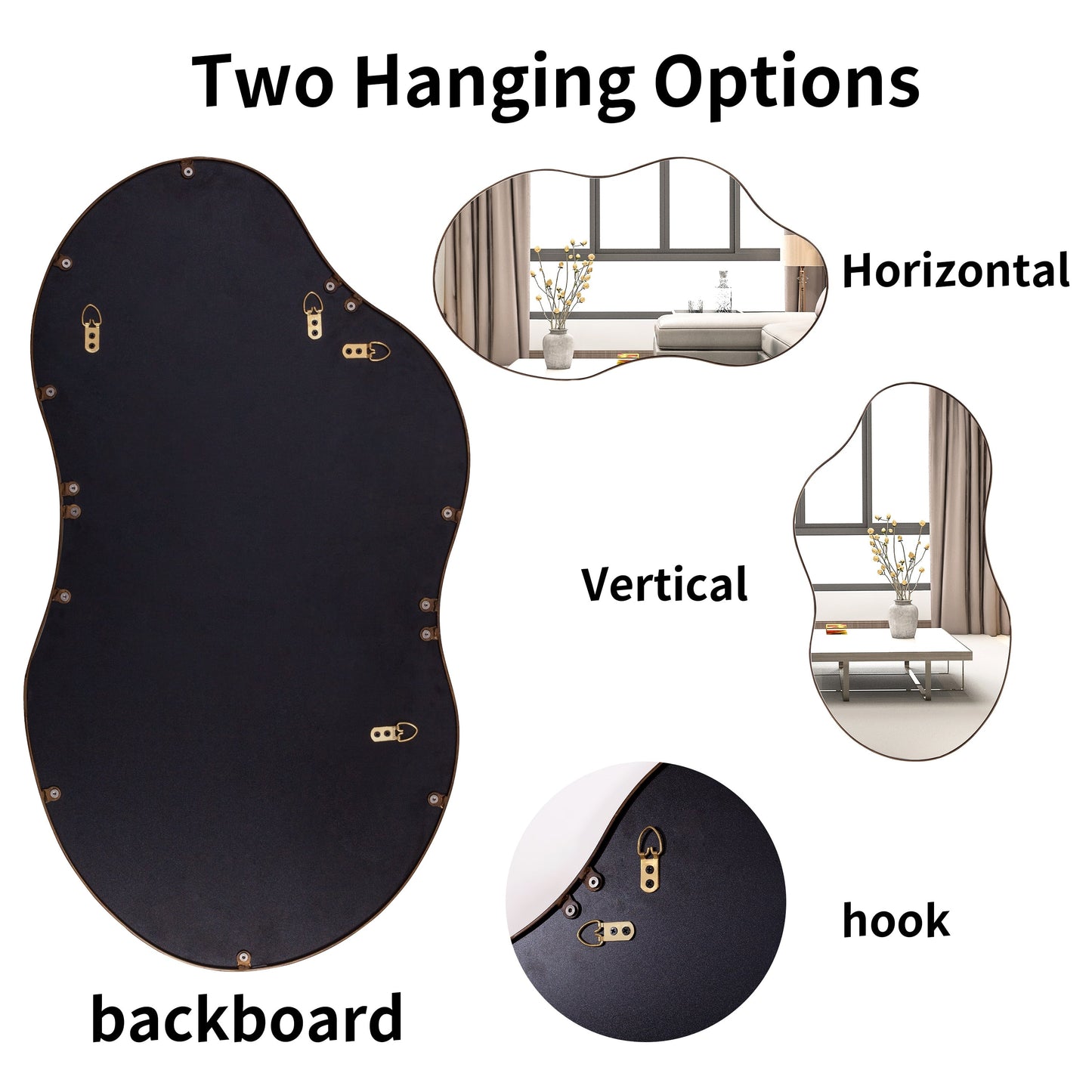 Irregular Wavy Antique Wall Mirror - 35.8×21.7