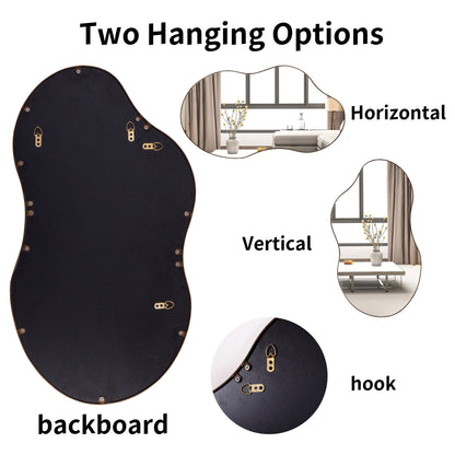 Irregular Wavy Antique Wall Mirror - 35.8×21.7