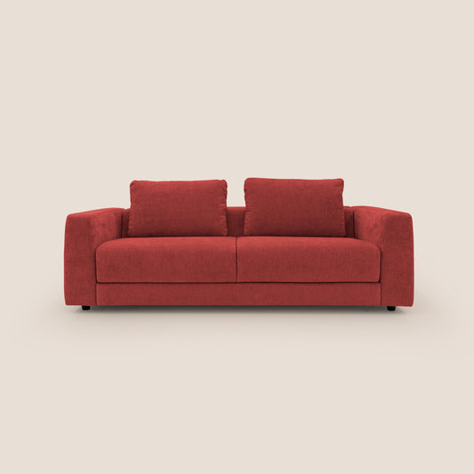 Freia Divano letto minimal materasso h15 cm con morbidi schienali in tessuto impermeabile T14 rosso