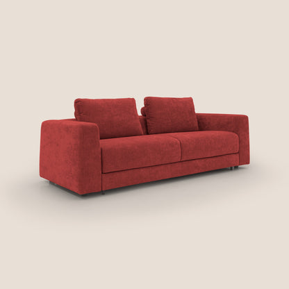 Freia Divano letto minimal materasso h15 cm con morbidi schienali in tessuto impermeabile T14 rosso
