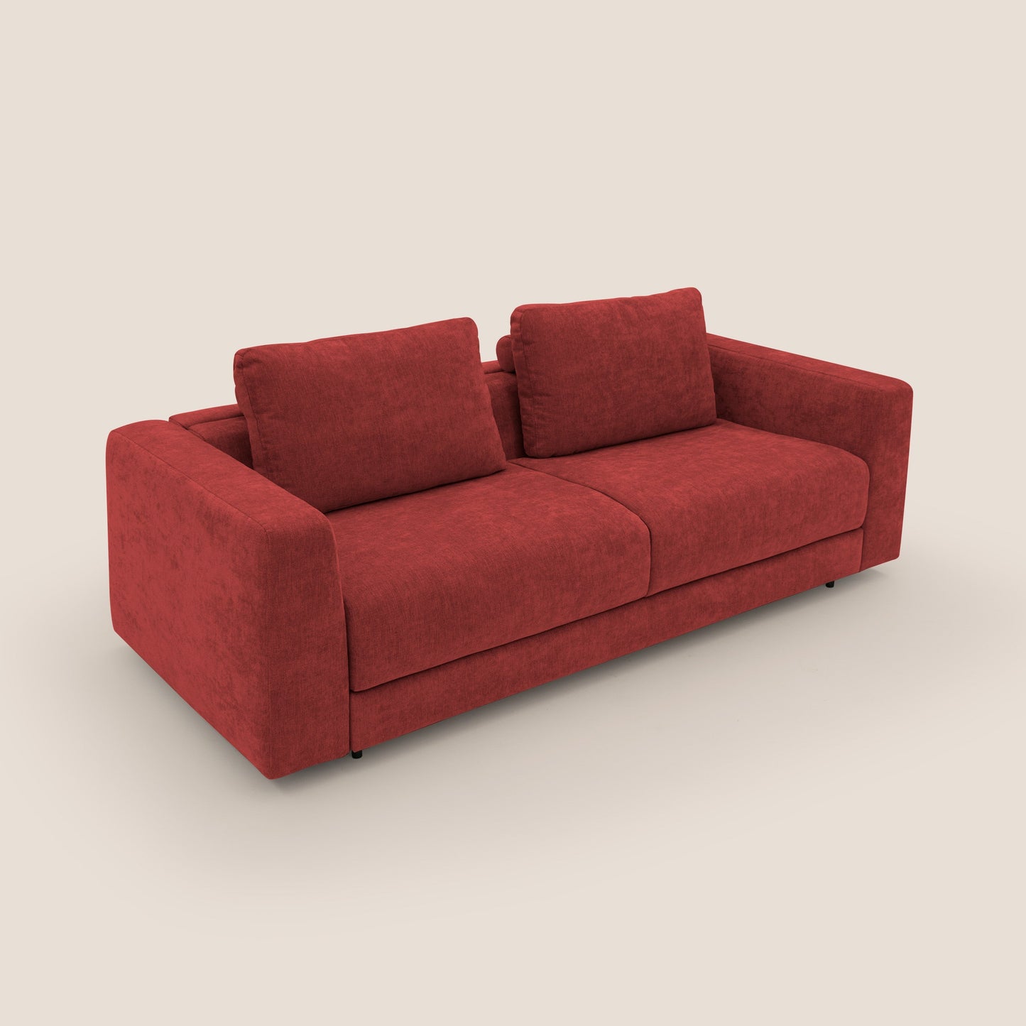 Freia Divano letto minimal materasso h15 cm con morbidi schienali in tessuto impermeabile T14 rosso