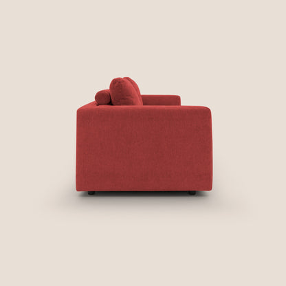 Freia Divano letto minimal materasso h15 cm con morbidi schienali in tessuto impermeabile T14 rosso