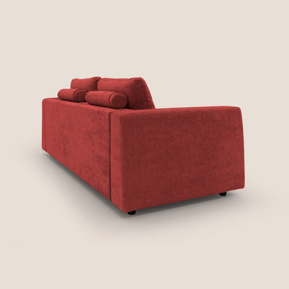 Freia Divano letto minimal materasso h15 cm con morbidi schienali in tessuto impermeabile T14 rosso