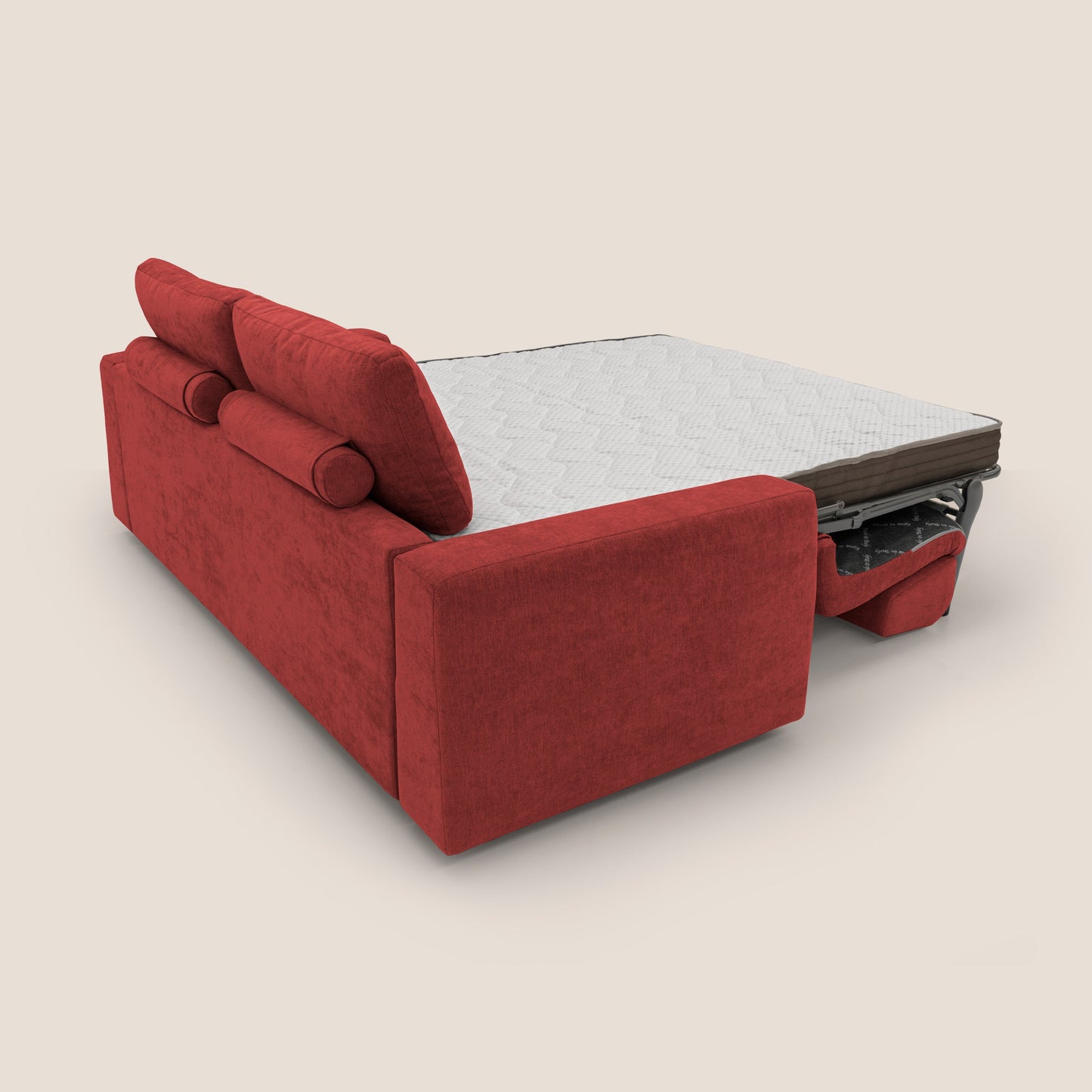 Freia Divano letto minimal materasso h15 cm con morbidi schienali in tessuto impermeabile T14 rosso