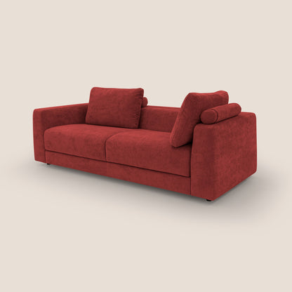Freia Divano letto minimal materasso h15 cm con morbidi schienali in tessuto impermeabile T14 rosso