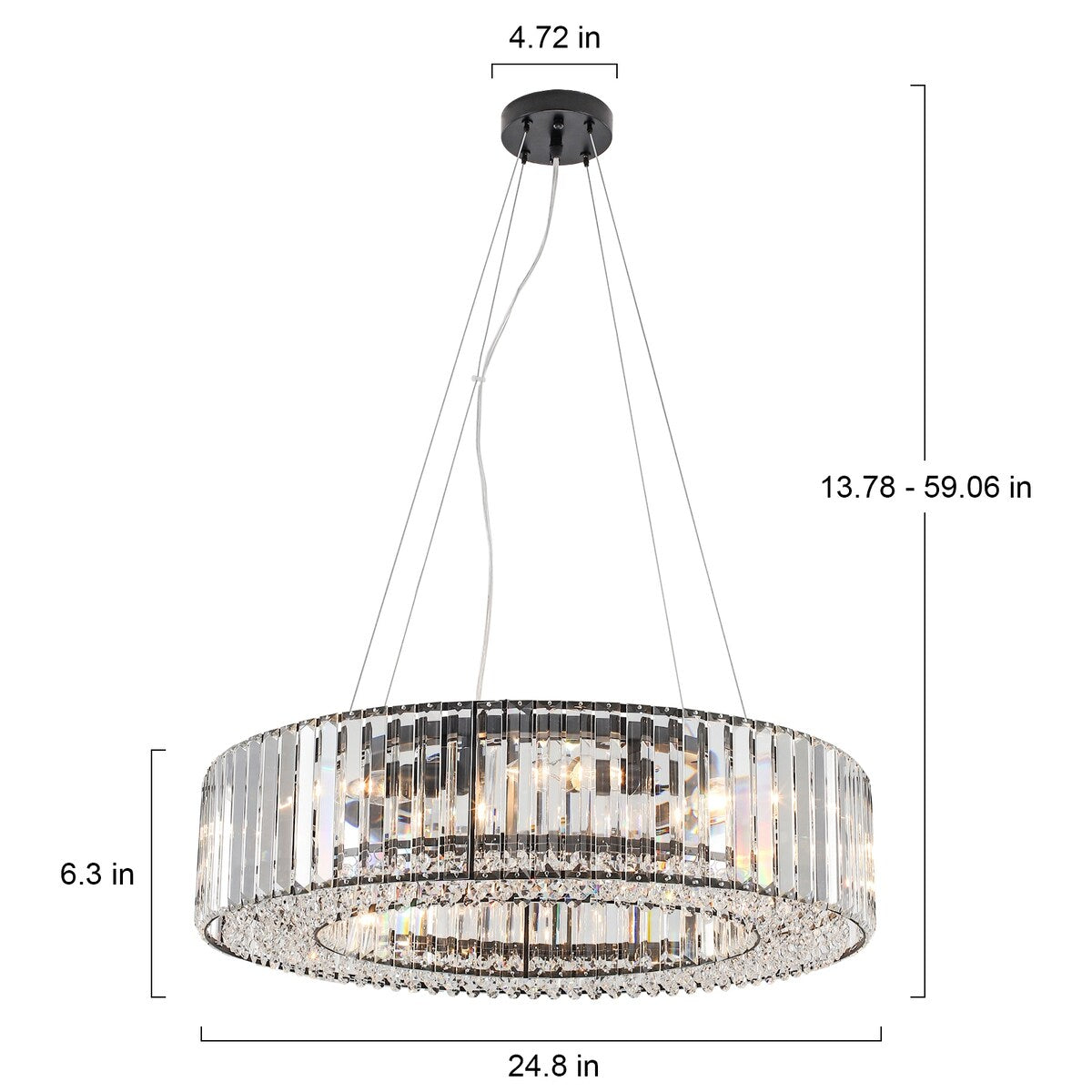 24.8 in. 8-Light Farmhouse Chandelier, Crystal Chandelier, Drum Chandelier for Dining Room Living Room Bedroom Kitchen