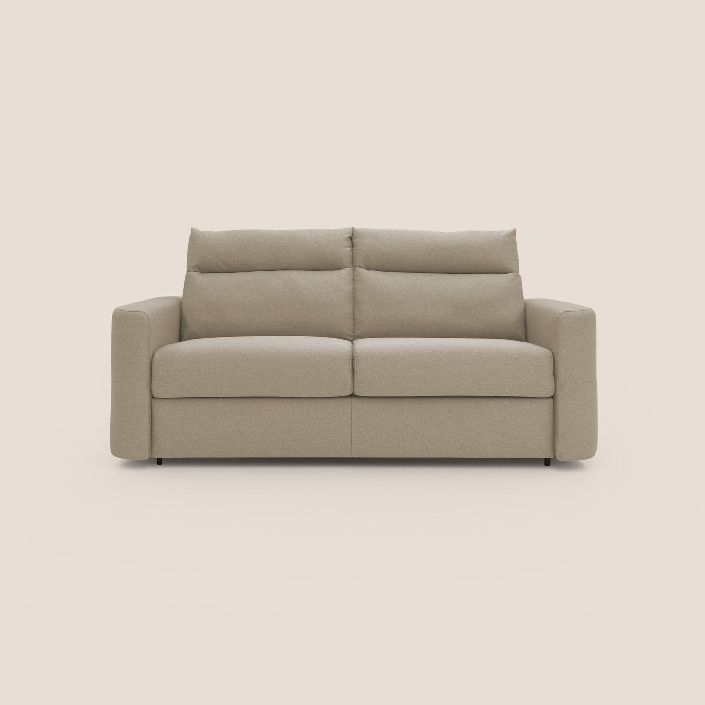 Cupido Divano letto materasso H18 cm e schienale alto in tessuto impermeabile simil cotone T13 beige