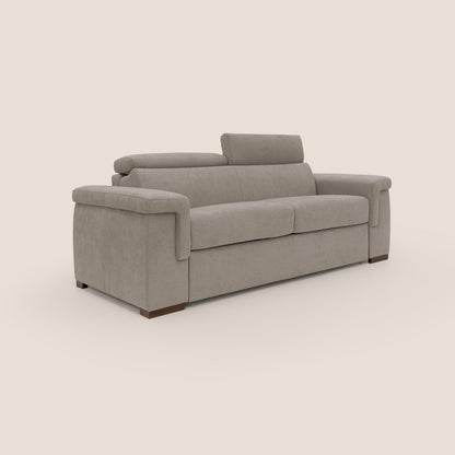 Giunone divano letto con materasso alto 18 cm e poggiatesta reclinabili in tessuto impermeabile T02 beige 