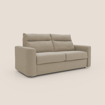 Cupido Divano letto materasso H18 cm e schienale alto in tessuto impermeabile simil cotone T13 beige