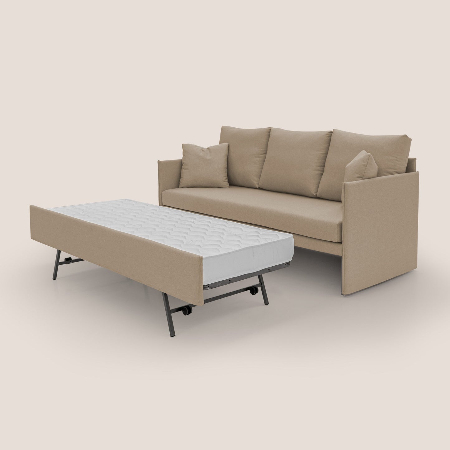 Brera Divano duplex con doppio letto in tessuto simil cotone impermeabile T13 beige