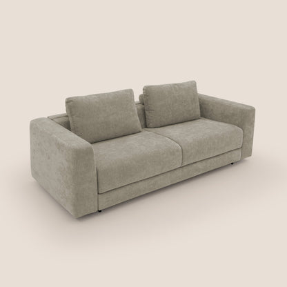 Freia Divano letto minimal materasso h15 cm con morbidi schienali in tessuto impermeabile T14 tortora