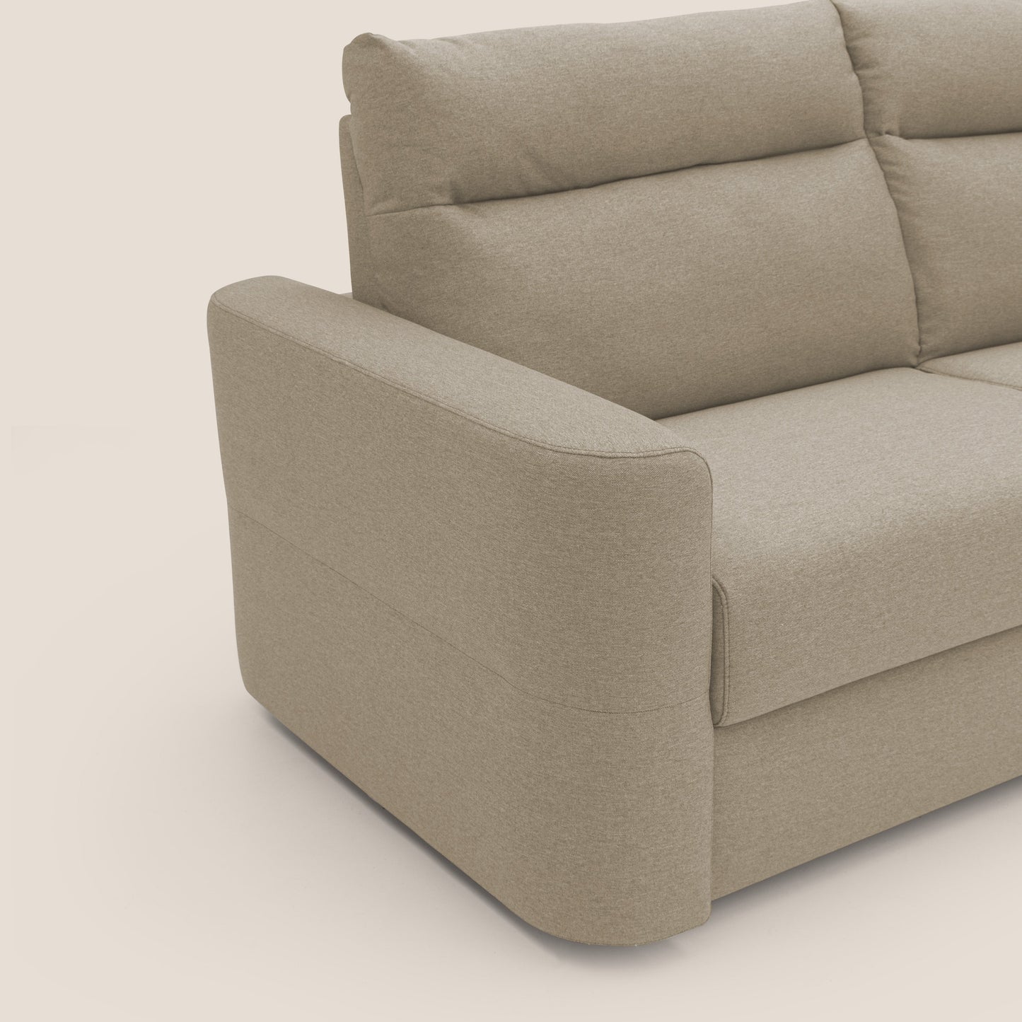 Cupido Divano letto materasso H18 cm e schienale alto in tessuto impermeabile simil cotone T13 beige