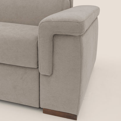 Giunone divano letto con materasso alto 18 cm e poggiatesta reclinabili in tessuto impermeabile T02 beige 