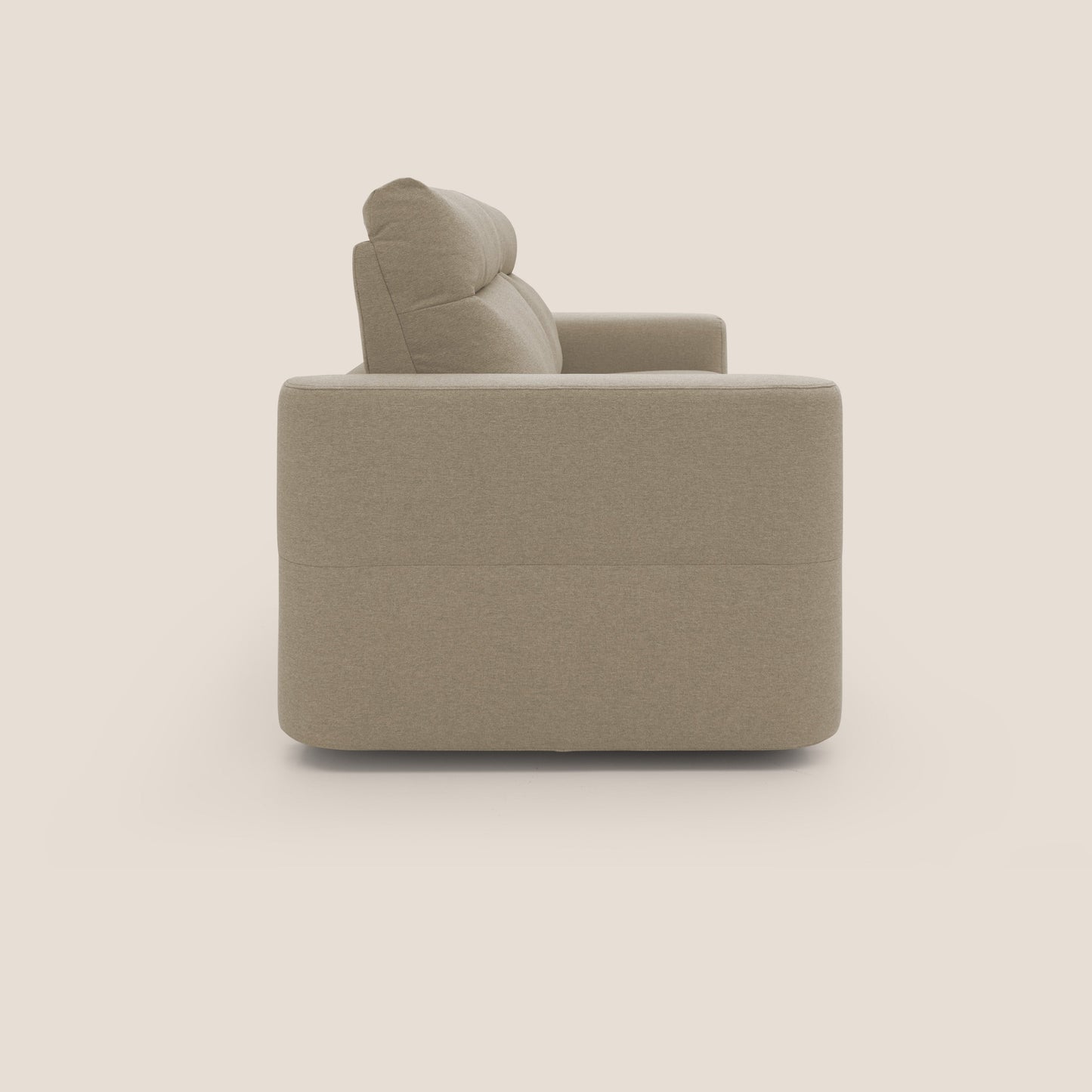 Cupido Divano letto materasso H18 cm e schienale alto in tessuto impermeabile simil cotone T13 beige