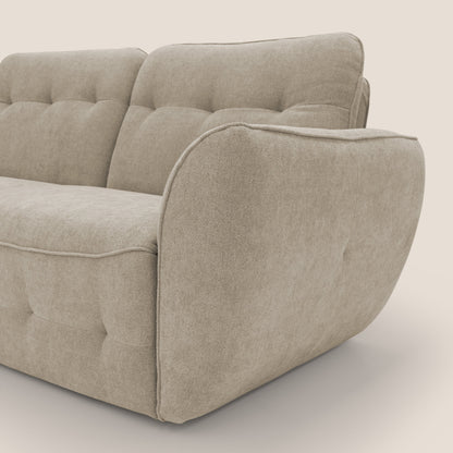 Cerbero divano angolare con pouf mobile in morbido bouclé impermeabile T07 beige