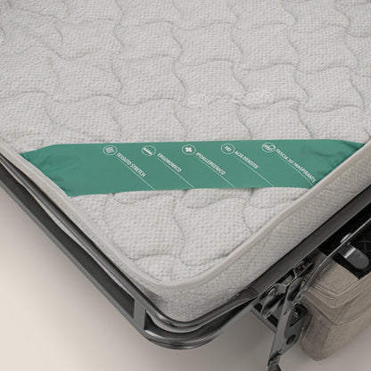 Bjorn divano letto sfoderabile con materasso H18 cm e poggiatesta reclinabili in tessuto impermeabile T02 beige